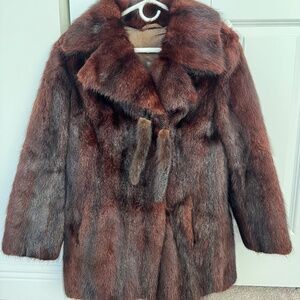 Luxury Mink Fur Coat  Brown Color  Size S Upper-High Length